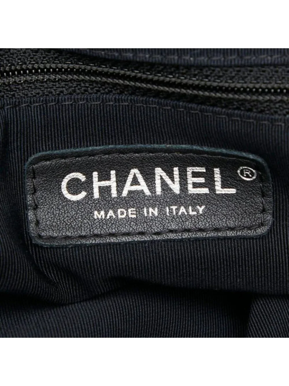 Chanel CC Logo Handbag Chain Tote Black Lambskin